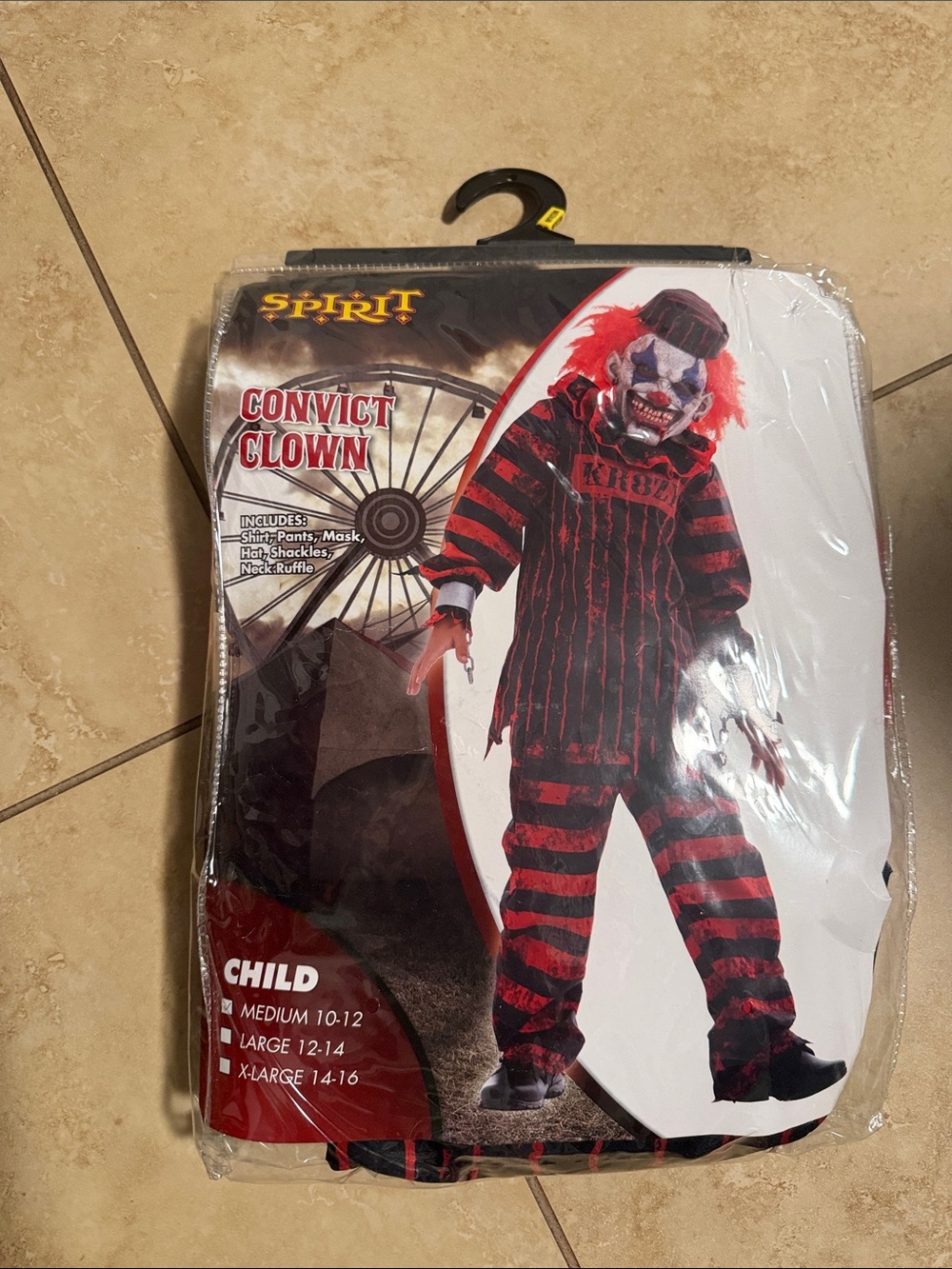 Spirit Convict Clown Costume - Red and Black